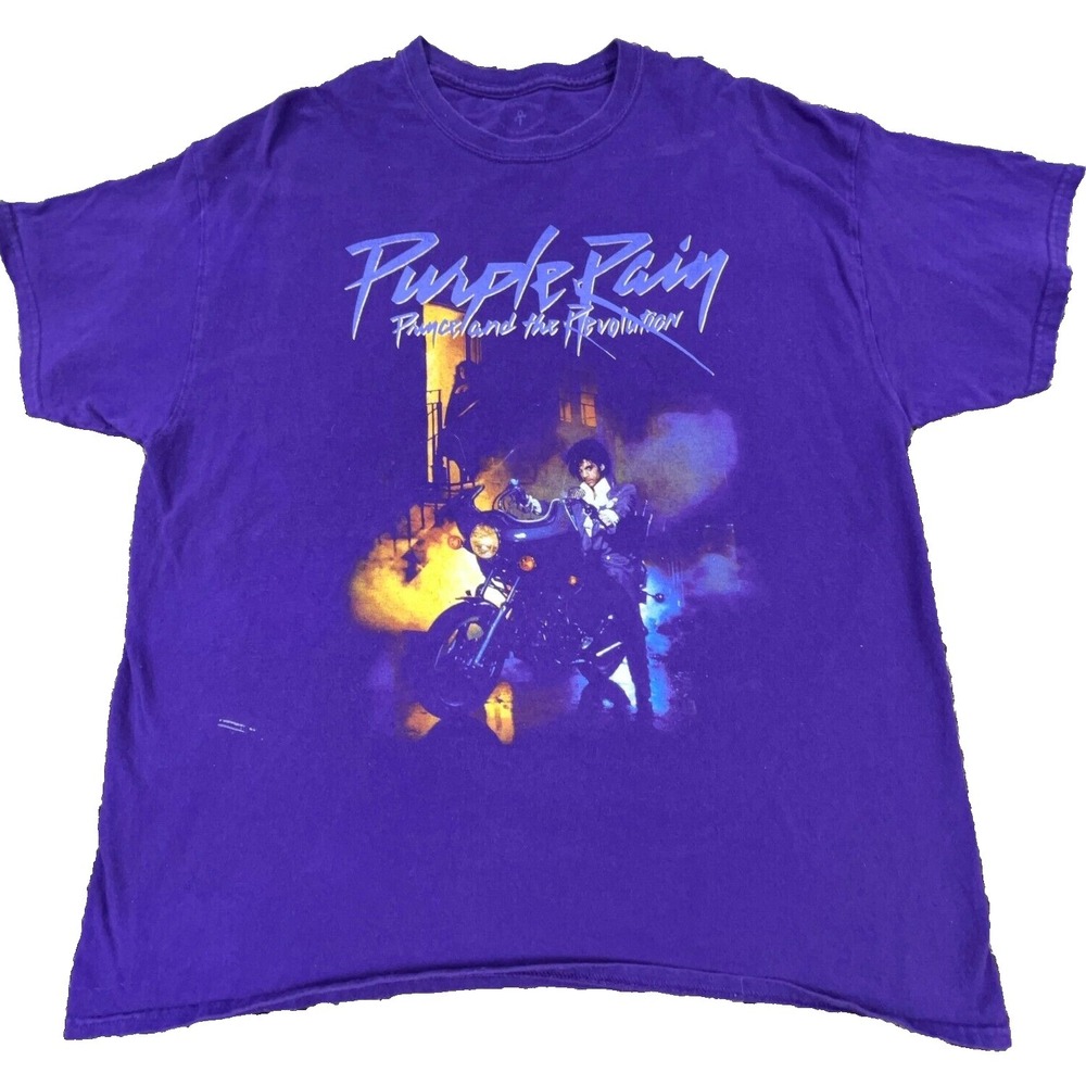 Prince Shirt Men XL Purple Rain Tee Rock Band Tour Motorcycle Retro Adult *